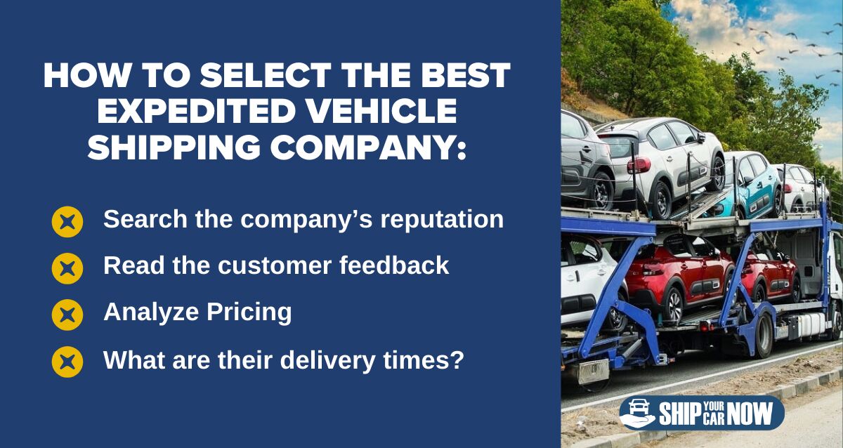 How to Select the Best Expedited Vehicle Shipping Company