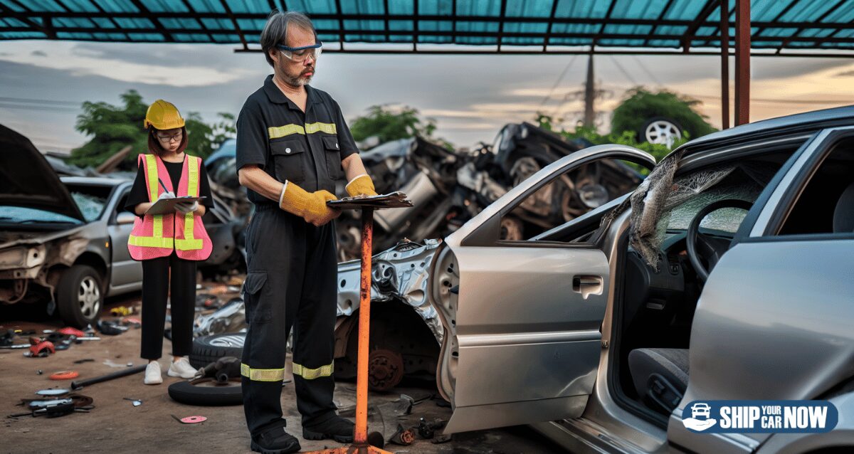 Preparing a salvage vehicle for transport