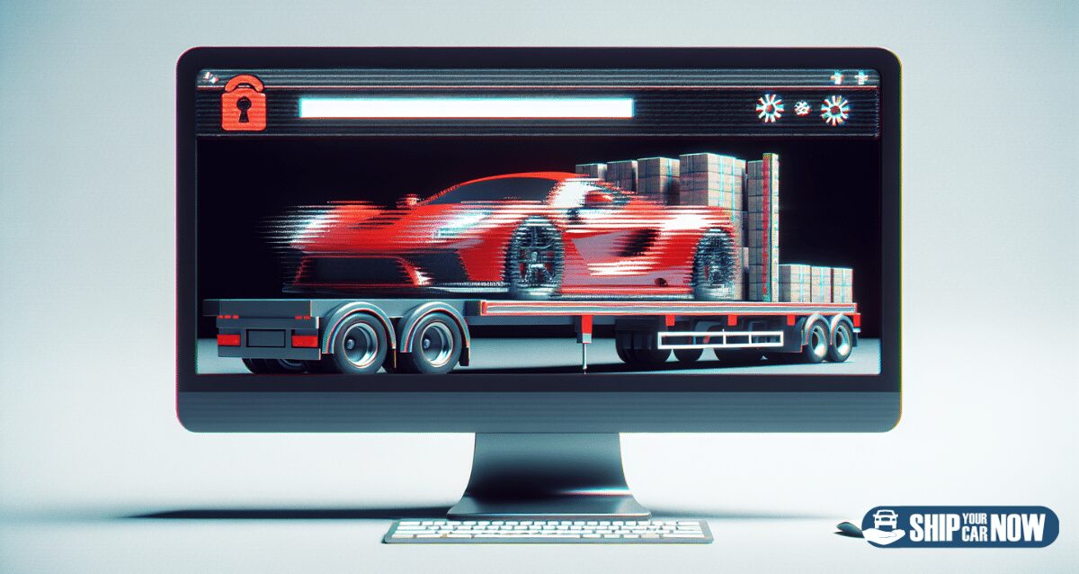 Illustration of a fake shipping company website resembling a legitimate service
