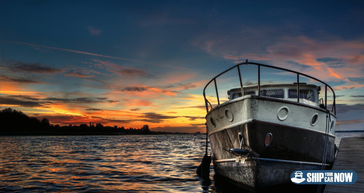A boat waiting to be transported