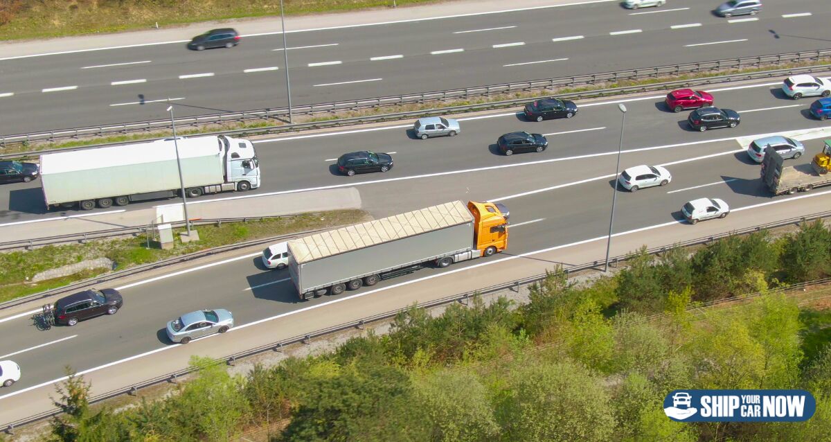 Several enclosed transport services on the road