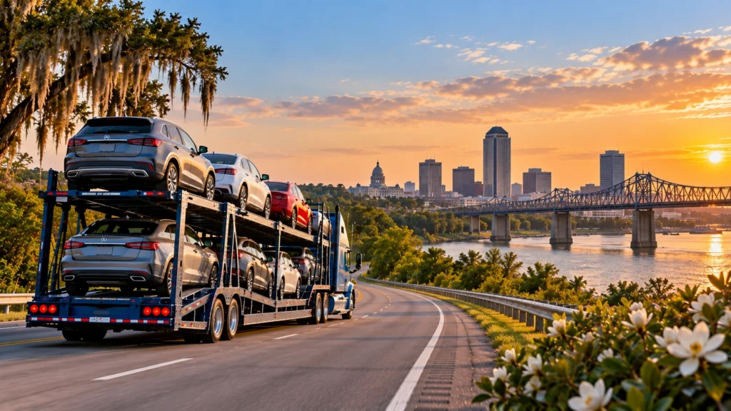 open transport vehicle shipping cars to Mississippi